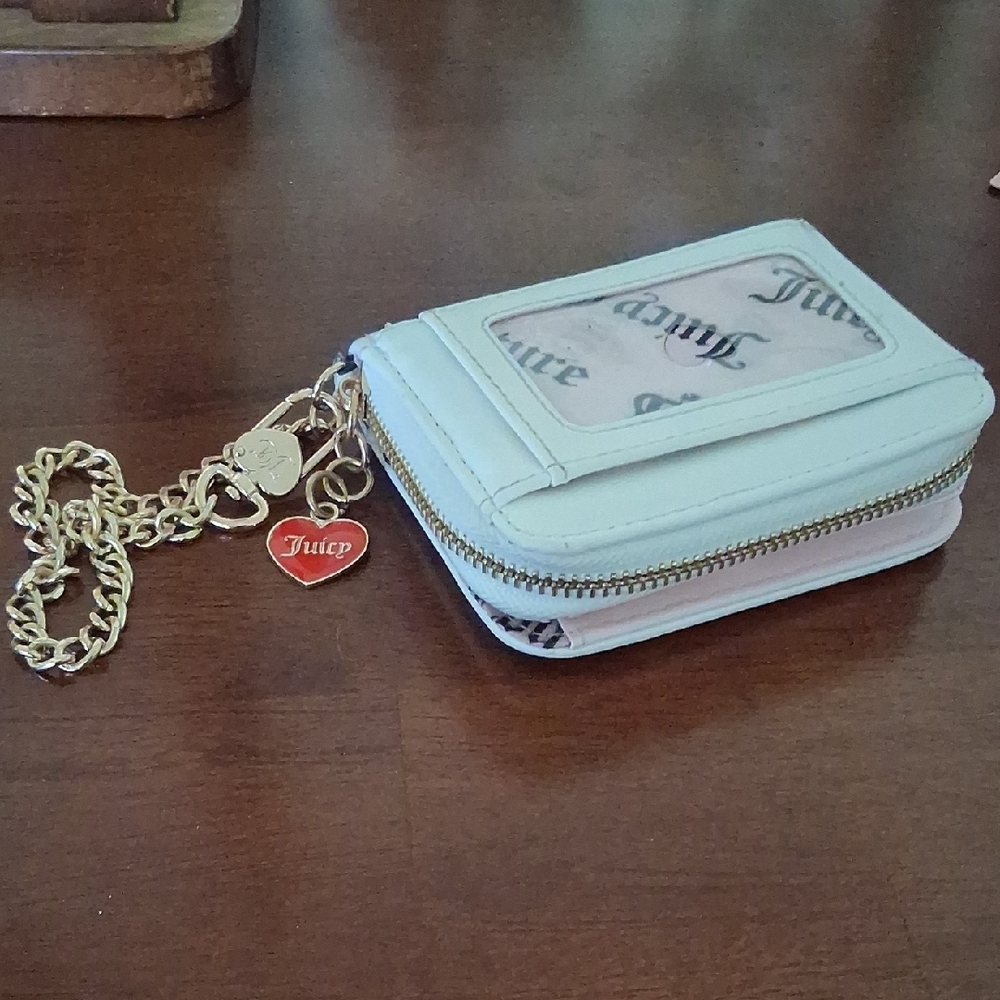 Juicy Couture Card Wallet with Gold Chain and Red Heart Charm
